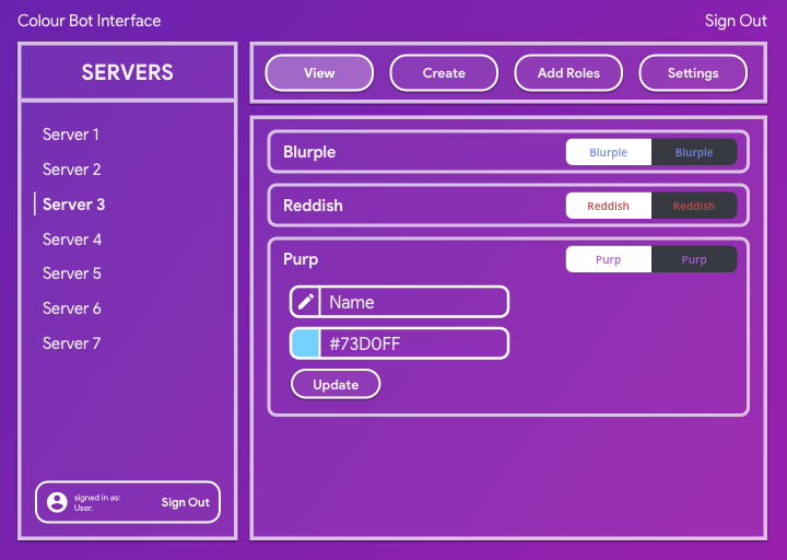 website mockup made in sketch depicting an interface for choosing and editing various properties